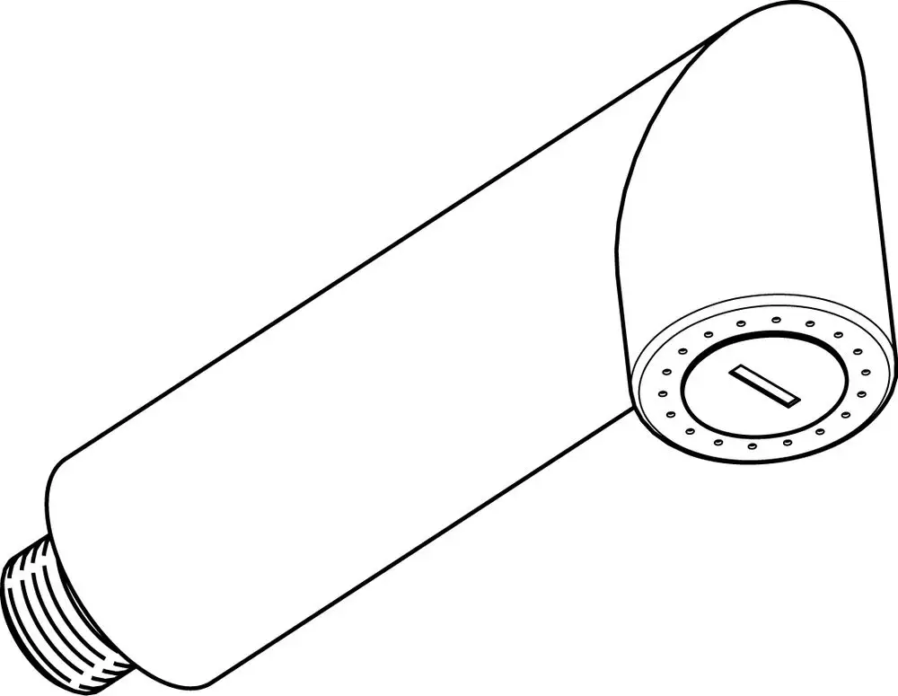 Chromene Seitenbrause von Ideal Standard, mit zusätzlich mehreren Düsen zur Wasserabgabe an einem schmalen Auslauf, geeignet für Küchenarmaturen.